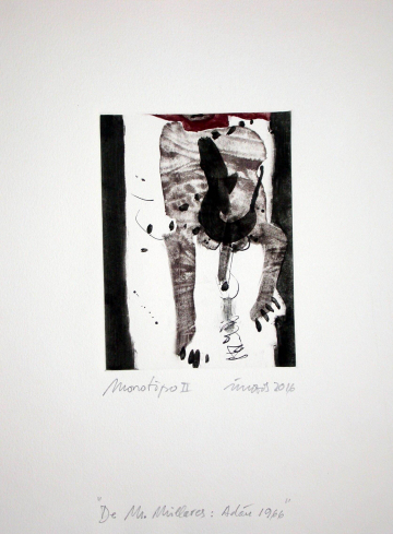 Monotipo Millares1: Adán1 - 2016 - Plancha 16x12cm - Papel 250gr. Canson Guarro - VENDIDO